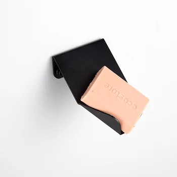 

Space aluminum black soap dish, creative bathroom drain without stickers, soap holder, laundry storage shelf and drying rack