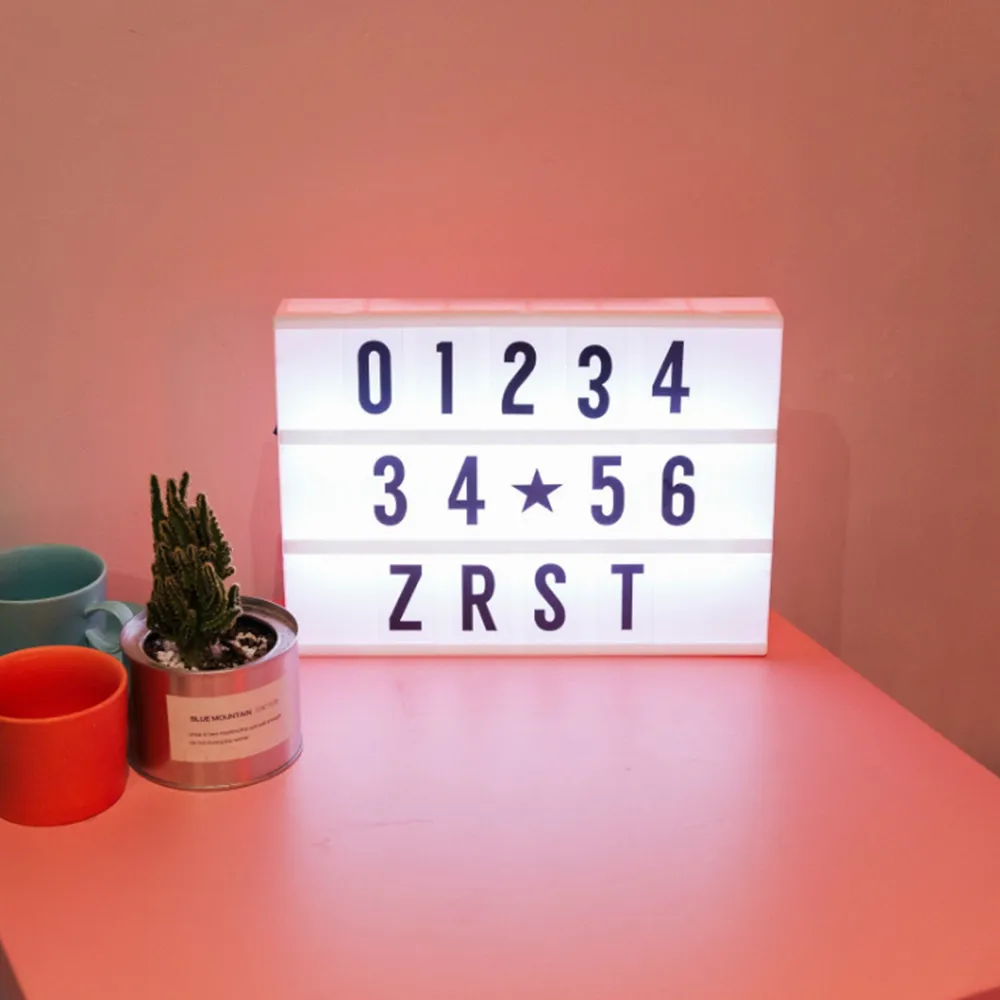 Letter Card LED Table Lamp with 90 Letters DIY A4 Message Board Night Light USB Battery Powered Bedside Lamp for Children Couple