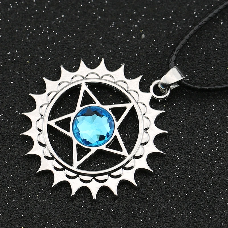 Черное ожерелье дворецкого Kuroshitsuji Себастиана Ciel пентаграмма Звезда Логотип Кристалл Кулон Мода Аниме ювелирные изделия оптом