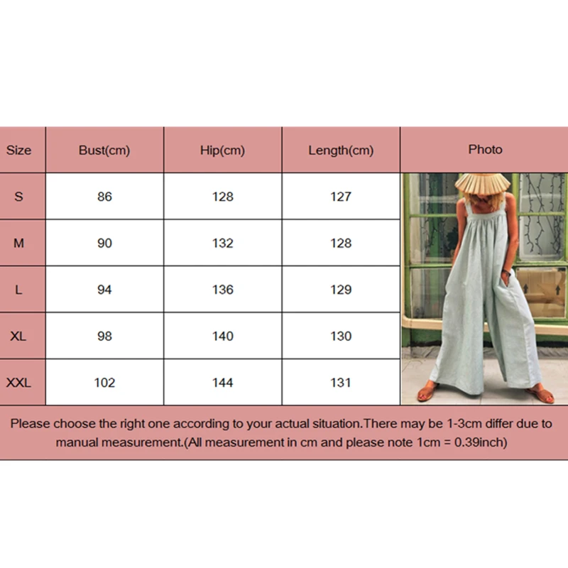 Women Loose Baggy Jumpsuit Dungarees Playsuit Romper Ladies Casual Wide Leg Trousers Summer Holiday Clothing