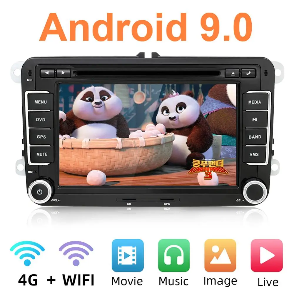 

Android 9.0 Car DVD GPS Navigation Wifi+Bluetooth+Radio Autoradio 2 Din For Volkswagen GOLF 4 5 6 POLO PASSAT TIGUAN Caddy Turan