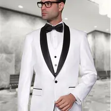 Индивидуальный заказ смокинг slim fit одежда жениха Белый блестящий воротник мужские костюмы