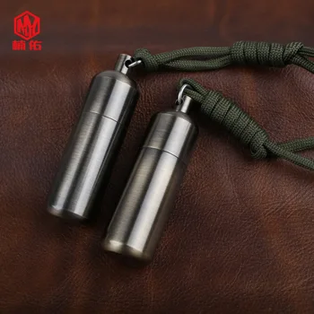 

1PC Outdoor Emergency EDC Brass Pill Box Airtight Waterproof Pill Box Keychain Pendant Daily Health Metal Medicine Bottle