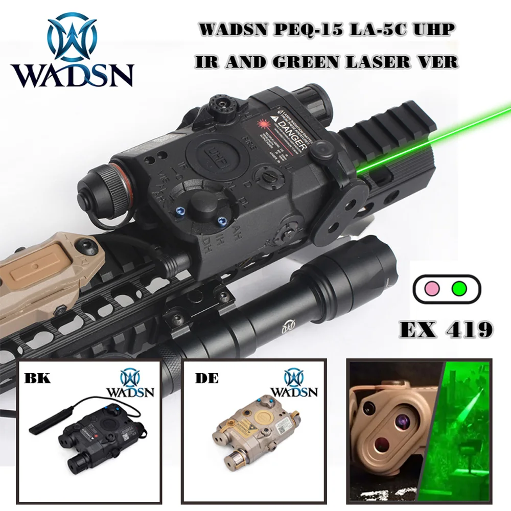 

WADSN Airsoft Tactical Flashlight PEQ15 LA5 UHP Appearance Green/IR Laser With LED Light LA-5C softair tactical peq LA5C WEX419