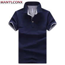 Мужская рубашка поло MANTLCONX, модная мужская рубашка поло с коротким рукавом, брендовая однотонная Высококачественная рубашка поло для гольфа, тенниса, приталенная рубашка