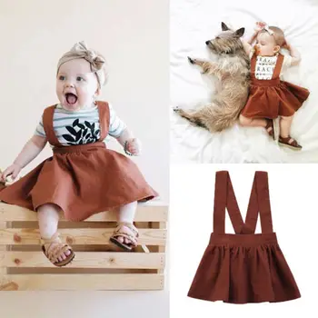 

New 2017 Toddler Baby Girls Princess Dress Kids Brace Bandage Party Tutu Overalls Solid Dresses