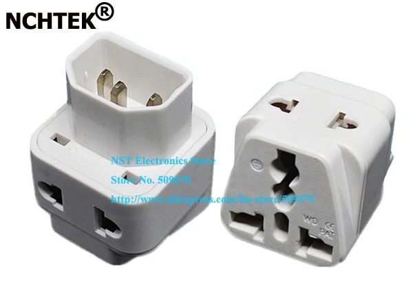 

NCHTEK 1 to 2 IEC320 C14 Male to C13 Female Power Adapter PDU/UPS C13 Universal Female AU/US/UK/EU Plug White/Free Shipping/2PCS