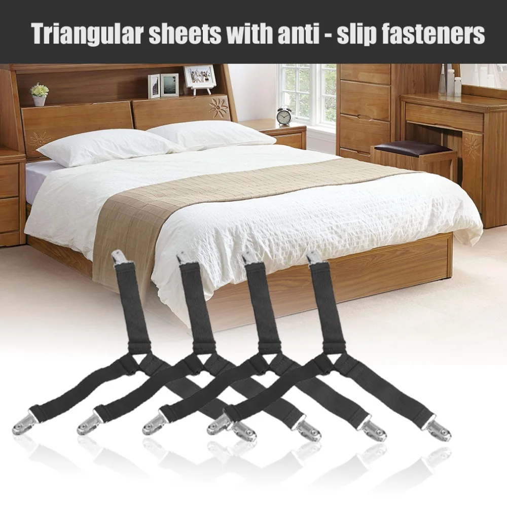 

4pcs/set Multifunctional Shape Bed Sheet Fasteners High Elastic Bed Sheet Fastener Grippers Clip Suspender Homehold