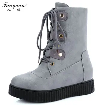 

New Arrival 2017 Autumn/Winter European Style Women's Ankle Boots Lace-up Height Increasing with Rivets Decoration TPR Boots