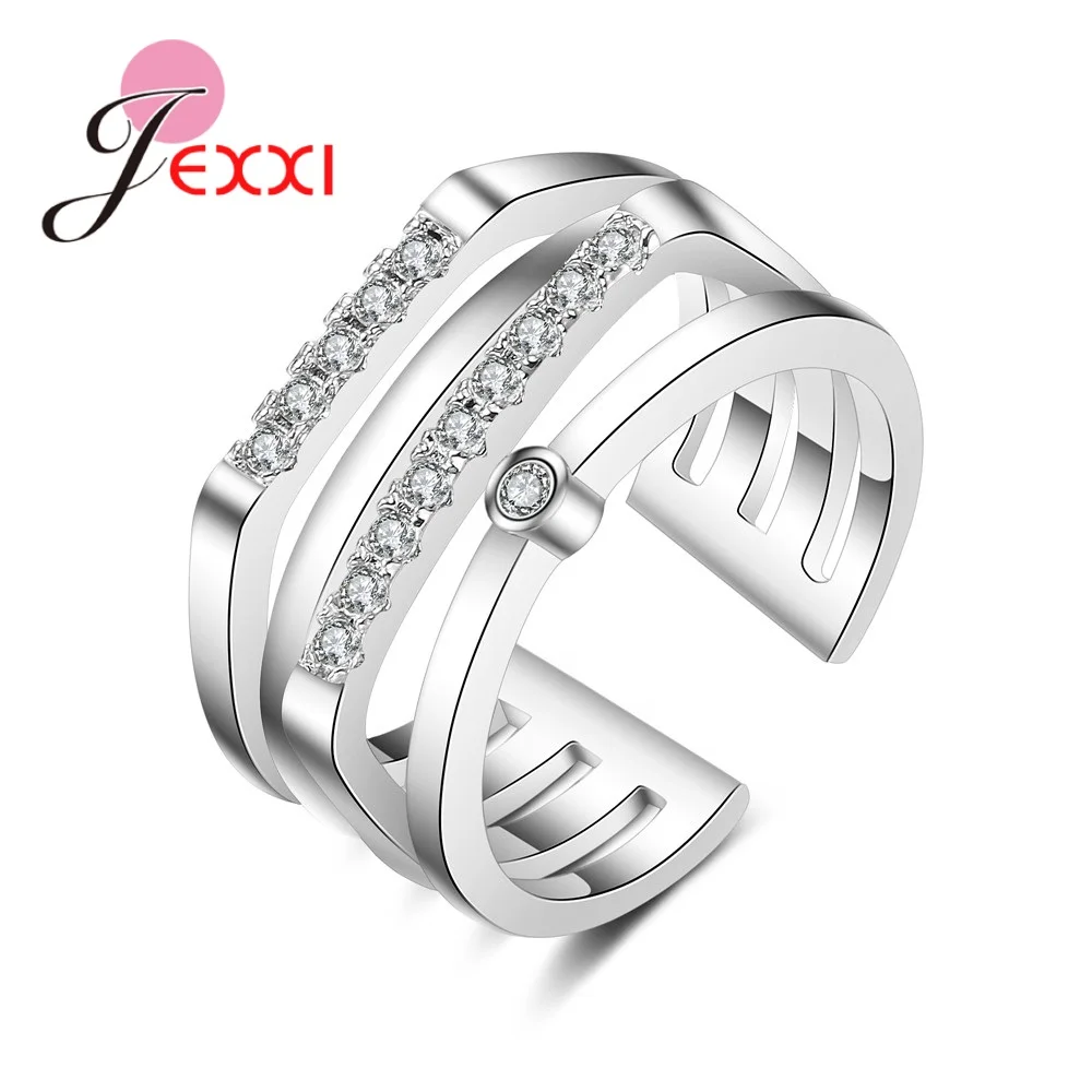 Unique Hot Sale Male Female Party Wide Adjustable Opening Ring Braid Setting Micro Cubic Zirconia 925 Sterling Silver | Украшения и