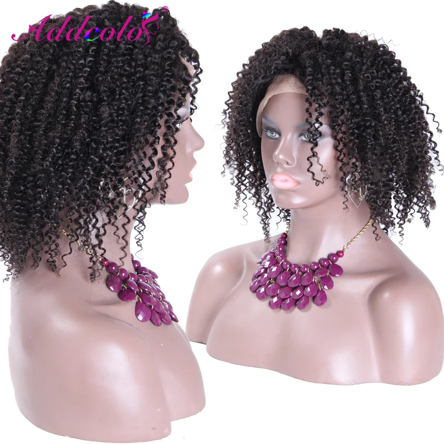 

Short Style Kinky Curly Lace Front Wig Human Hair Brazilian Hair Wig Natural Color 12Inch Free Part Accept Custom