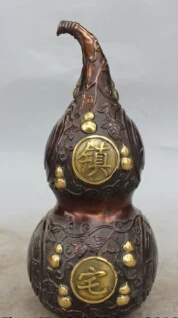 

RHS0013 10"Marked China Feng Shui Bronze Gilt town house the Eight Diagrams Gourd Statue