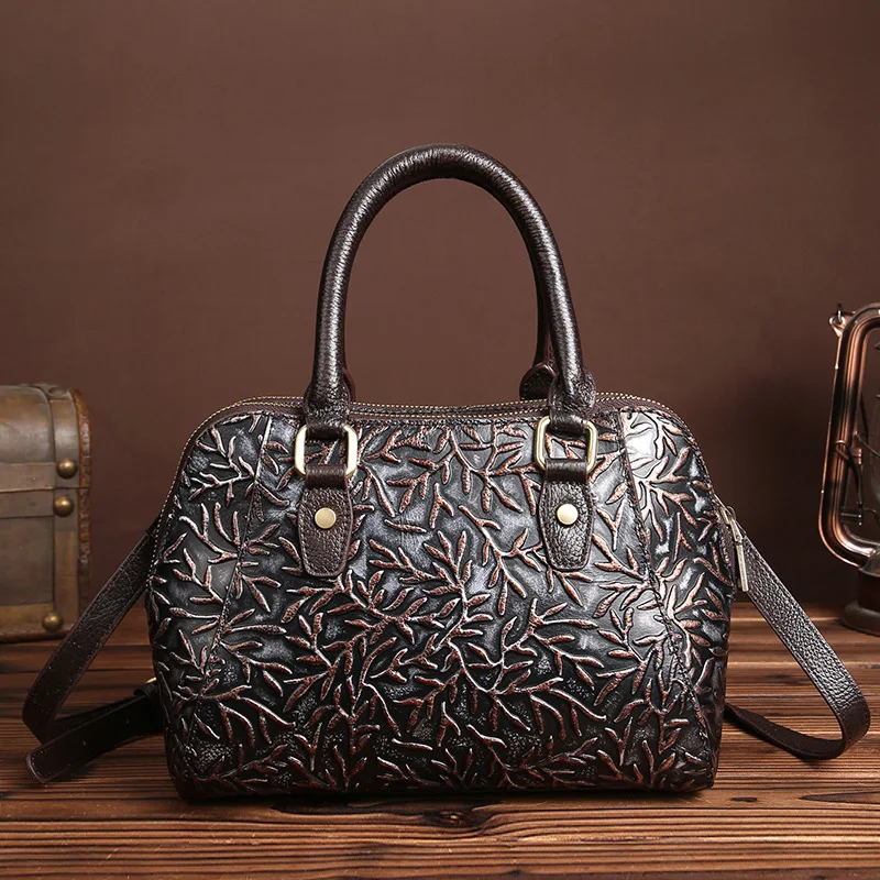 

YISHEN Vintage Women Messenger Shoulder Bags Fashion Embossed Women Handbags Totes Genuine Leather Female Crossbody Bags LS8845