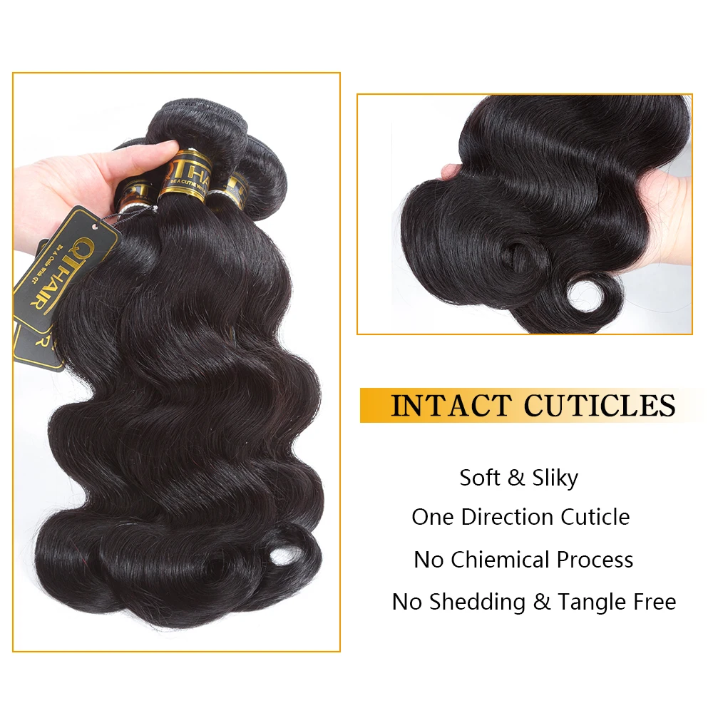 QT Hair Brazilian Body Wave Hair Bundles 100% Remy Human Weave Hair Extensions 1/3/4 Bundles Natural Color Hair
