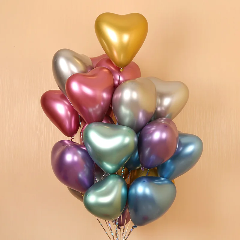 10 шт 12 дюймовые металлические шары золотые, серебряные, красные, винные, фиолетовые круглые шары из латекса для детского дня рождения, свадьбы, вечеринки, украшения для детей - Цвет: multi