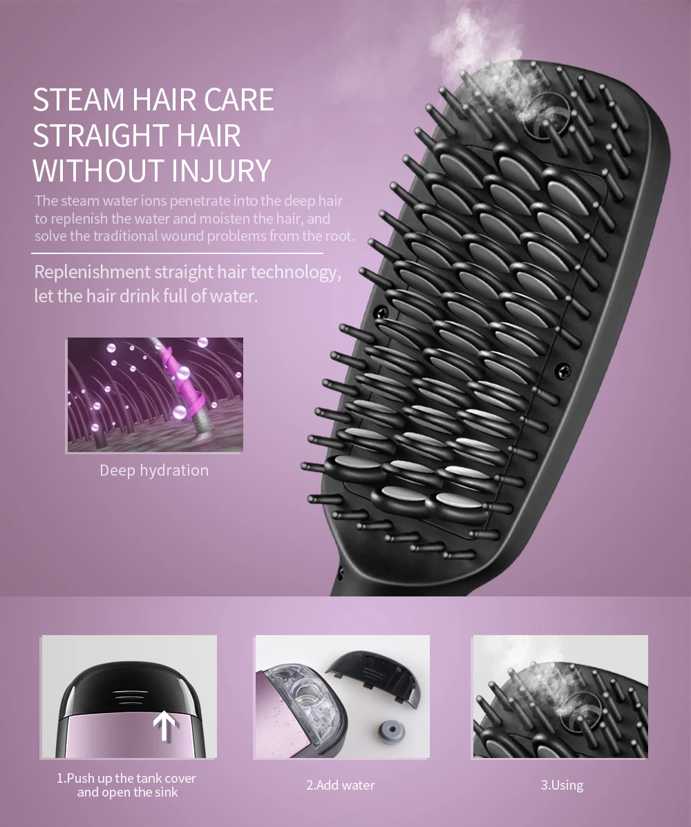 Kemei KM-HC111, электрический выпрямитель для волос, щетка, расческа, утюги с ЖК-дисплеем, температура 80-230 градусов, Паровая щетка для выпрямления волос