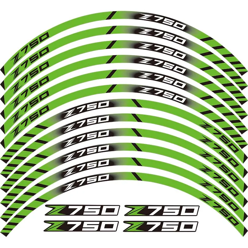 Хорошо продается мотоцикл 12 X толстый край внешний обод стикер полоса Светоотражающие колеса наклейки подходят для всех kawasaki Z750 z 750 - Цвет: GREEN