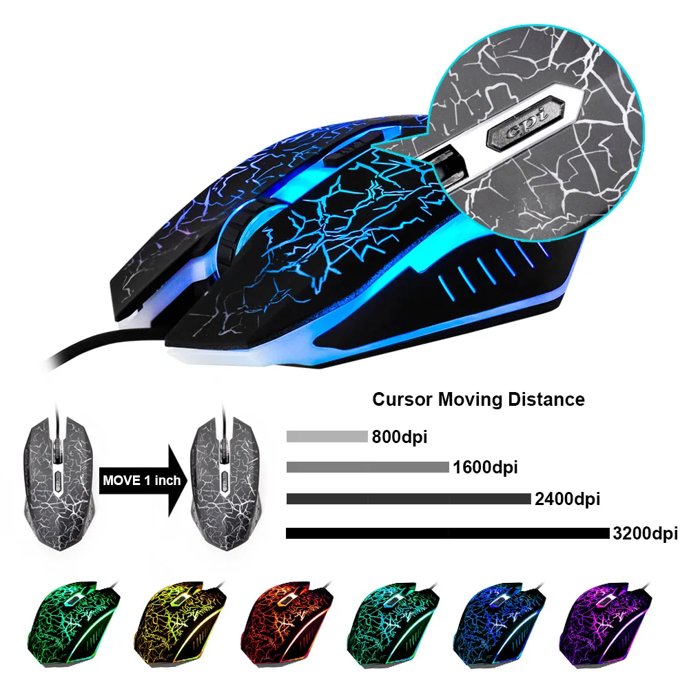  PC Gamer Backlight Gaming Keyboard and Mouse Combo Standard USB Wired Rainbow English Game Keyboard