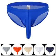 Новинка, мужские трусы с рукавом для пениса, дышащие Шелковые Сексуальные трусы с низкой талией, мужские трусы для геев