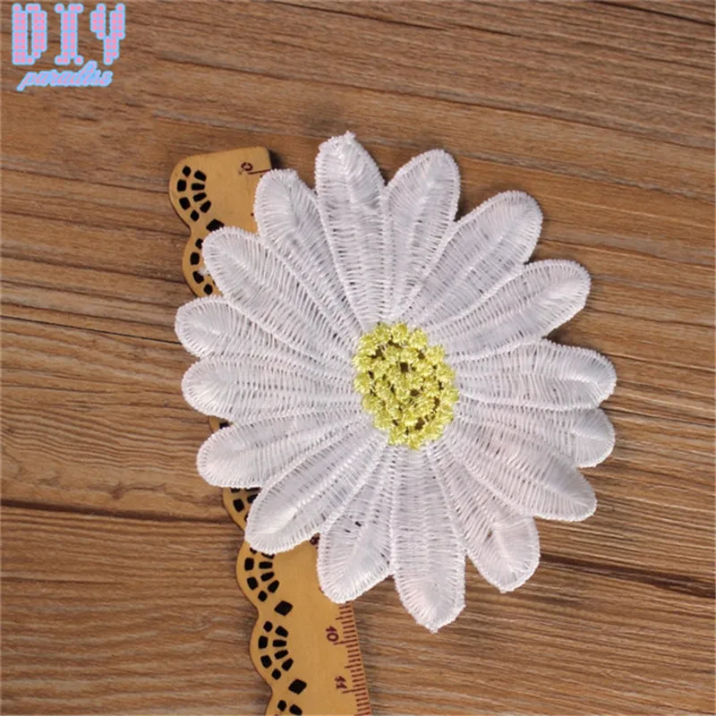 Вышитая кружевная аппликация Цветы маргаритки|sew on flowers|applique embroidered flowerpatch flower |