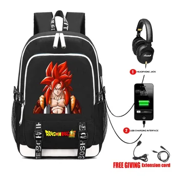 

multifunction USB charging Headphone jack Rucksacks Japan anime Dragon Ball Z Backpack Teenagers Laptop bag School Bag 32 style