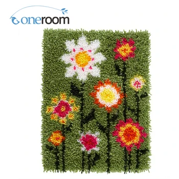 

ZD382 Flowers Hook Rug Kit DIY Unfinished Crocheting Yarn Mat Latch Hook Rug Kit Floor