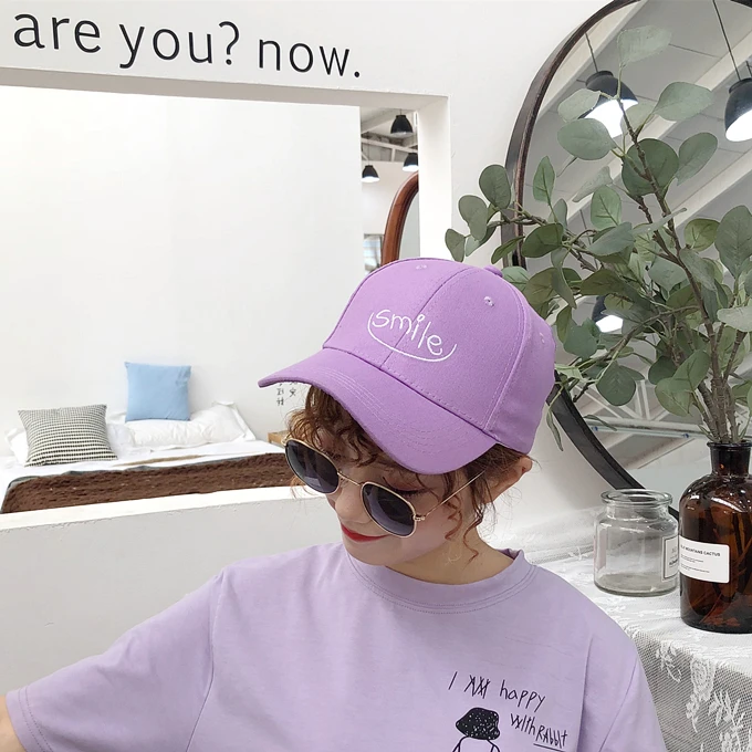 

Fashion Casquettes 2018 Summer Baseball Cap Women Korean Ulzzang Harajuku Lovely Casual Snapback Hat Female Purple Hip Hop Caps