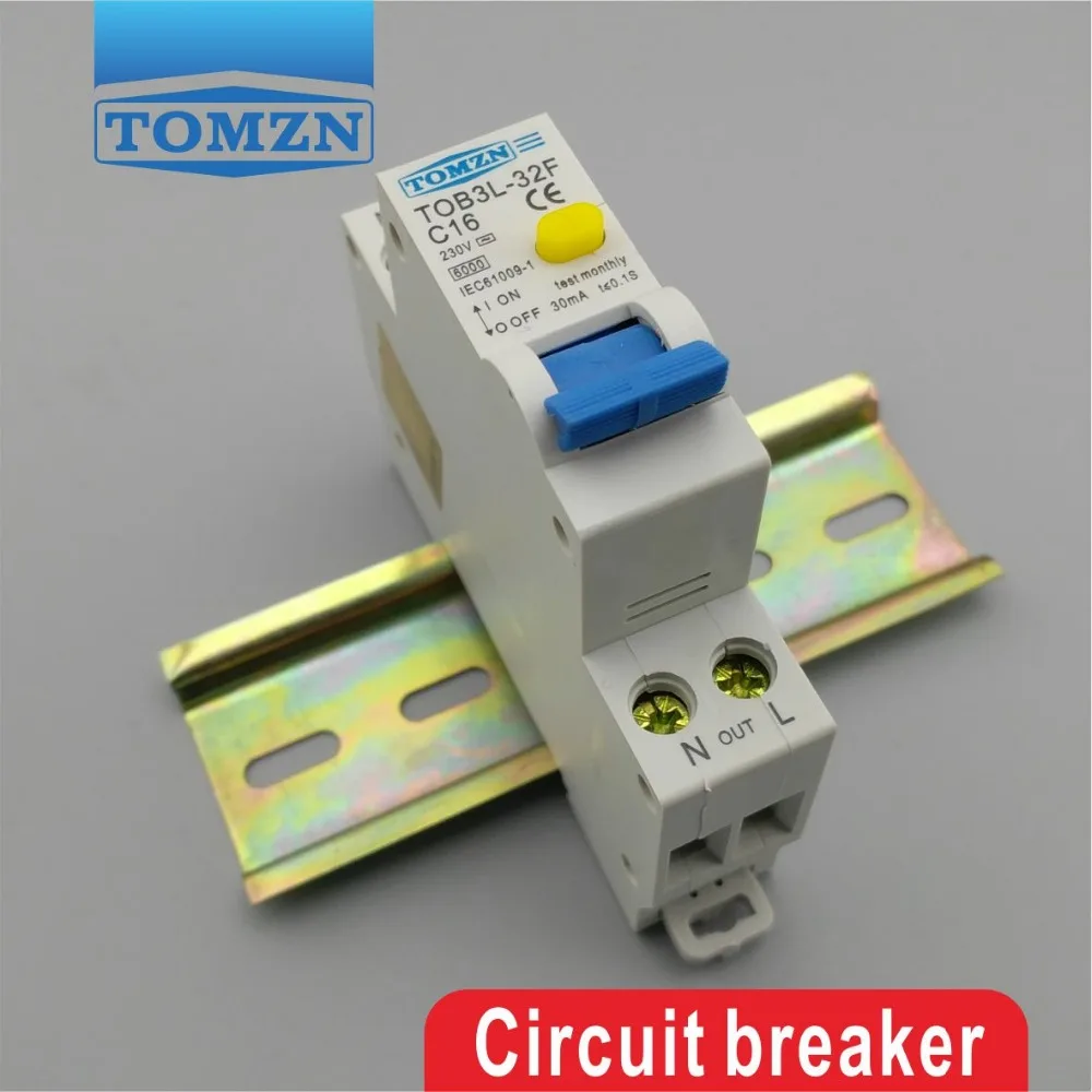 TOB3L 32F 18 мм RCBO 16A 1P + N 6KA выключатель остаточного тока с защитой от перегрузки по