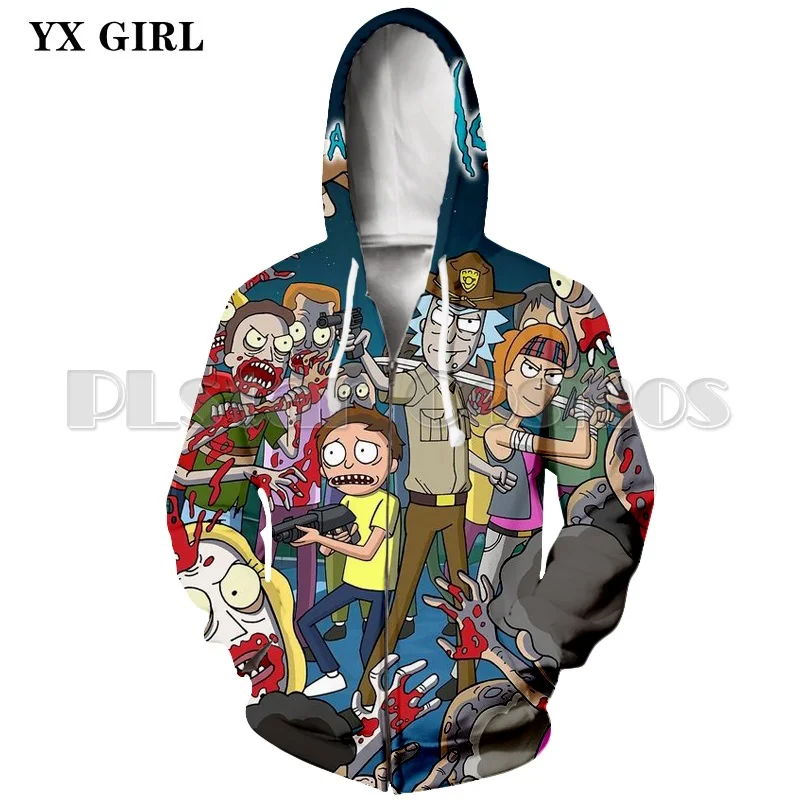 

Unisex 3D Print Rick And Morty Zipper Hoodies Men/Women Sweatshirt Zipper Hoodie Cartoon Scientist Rick Printed Pullover 5XL