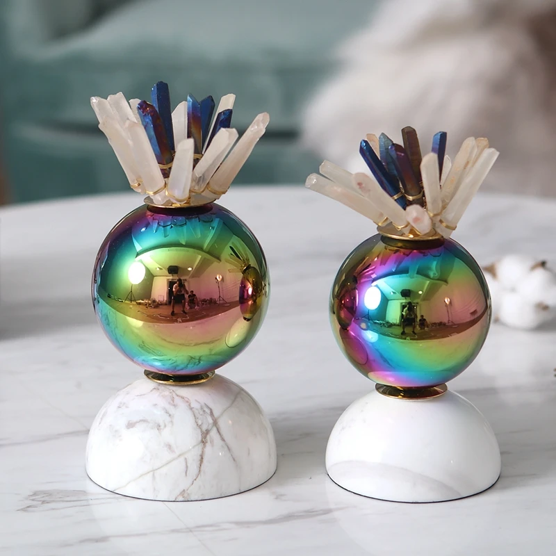  Nordic Colorful Metal Ball Sculptures Marble Statues For Decor Living Room Bedroom Home Rock Crysta - 32983221679