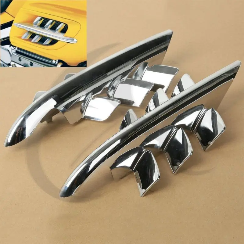 Motorcycle Chrome Shark Gills Fairing Accents For Honda Goldwing GL1800 2001-2010 07 08 09