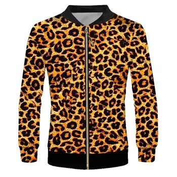

Luxury Leopard 3d Print Zip up Baseball Bomber Jackets Coats Fall Winter Sportswear Windbreaker Jacket Outwear Custom S-6XL