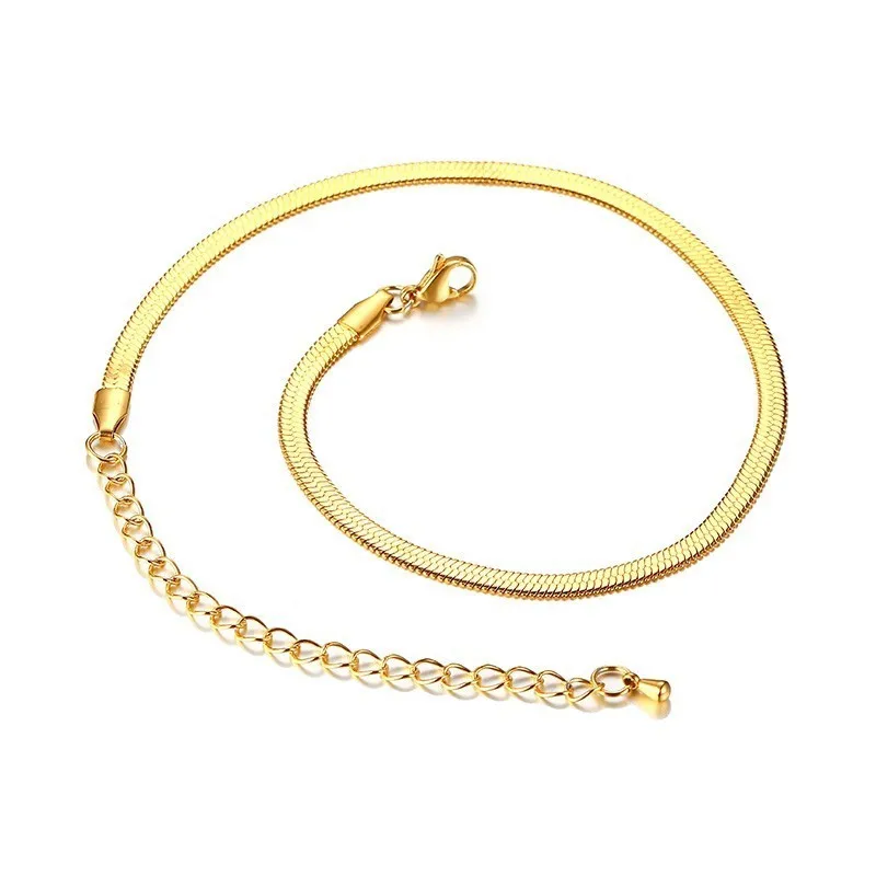 Mostyle золото и серебро 4 мм регулируемый плоский змеиная цепочка колье для женщин из нержавеющей стали ожерелья элегантный уличная одежда ювелирные изделия
