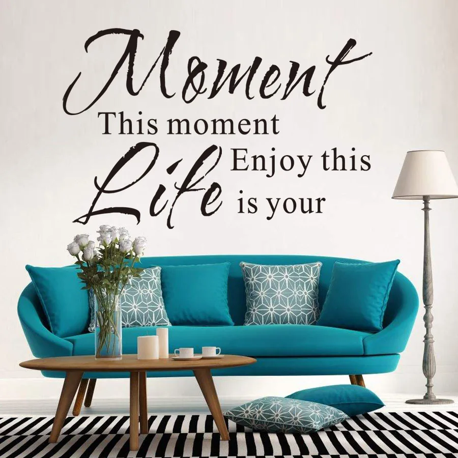 DCTOP Enjoy This Moment Is Your Life Wall Stickers Retro Phrases Wallpapers Quotes And Sayings Decals Decoration Home Decor in Wall Stickers from Home