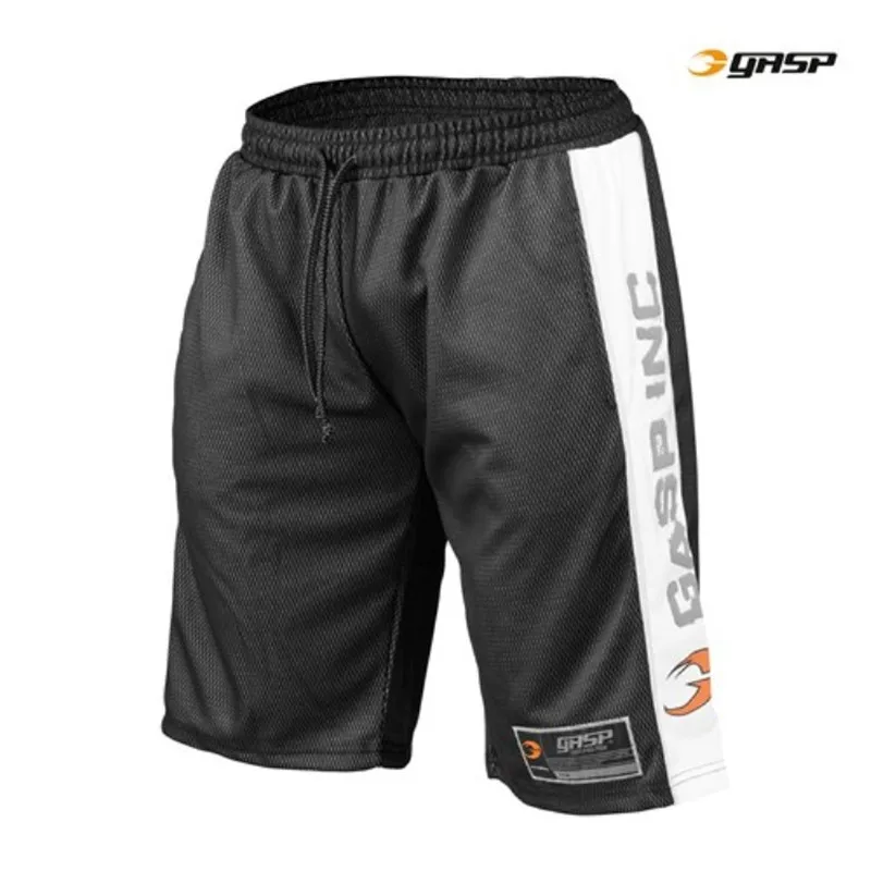 Мужские быстросохнущие шорты для спортзала, фитнеса, свободные дышащие летние мужские шорты до колена, повседневные сетчатые баскетбольные спортивные шорты - Цвет: Оранжевый