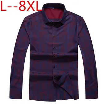 

10xl 8xl Spring autumn new fashion printed long sleeve shirts men camisa male slim flower shirts vintage Linen Casual Men Shirt