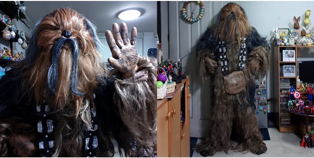 Star Wars Chewbacca Cosplay Costume Halloween Party Suit Costumes jumpsuit helmet gloves bag Shoe cover8
