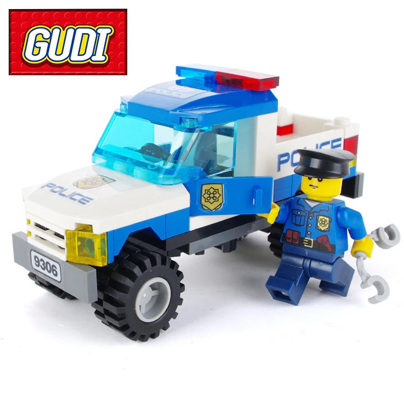 

GUDI 9306 City Police Series 84Pcs Police Truck Car Assemble Diy Building Block Figures Educational Mini Model Children Kid Toys