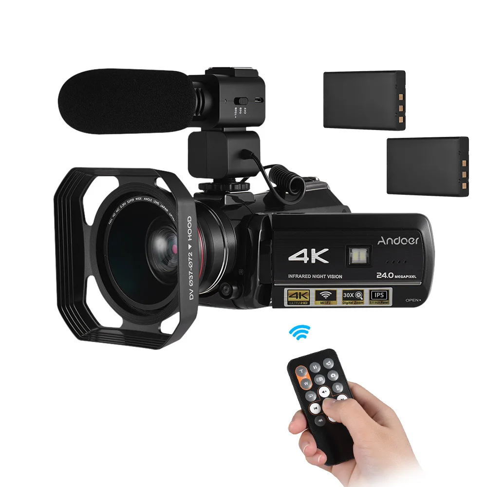 Портативная Цифровая видеокамера Andoer AC3 4K UHD DV камера с 30 кратным увеличением Wi Fi