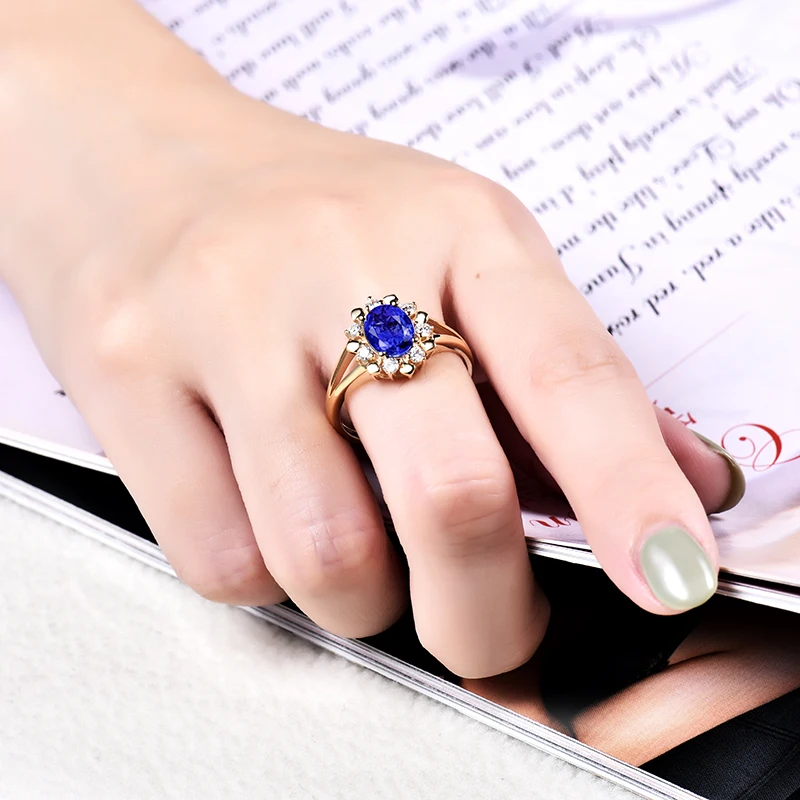 Женское кольцо из желтого золота карат с танзанитом|natural tanzanite|yellow gold diamondgold natural |