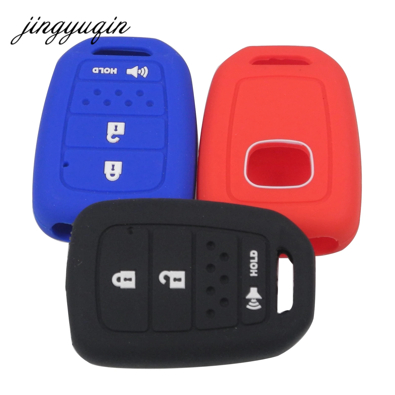 

jingyuqin 30pcs/lot Rubber Silicone Case for HONDA HRV Accord Fit Accord Crosstour CR-V Remote Key Cover Fob 3 Button +Panic