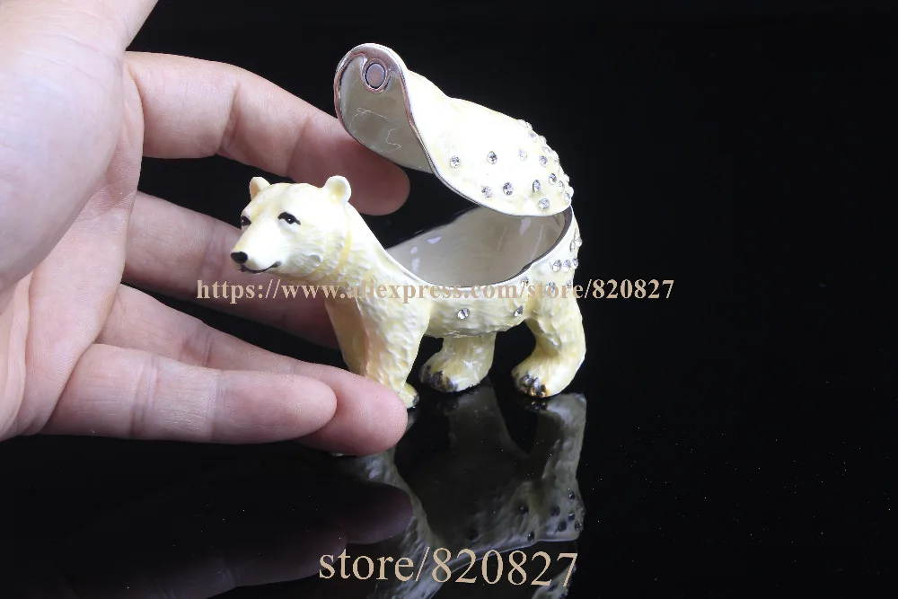 Медведь, магическое Оловянное ожерелье шкатулка коробка медведь ручной работы, инкрустированные драгоценными камнями металлическая коробка для безделушек