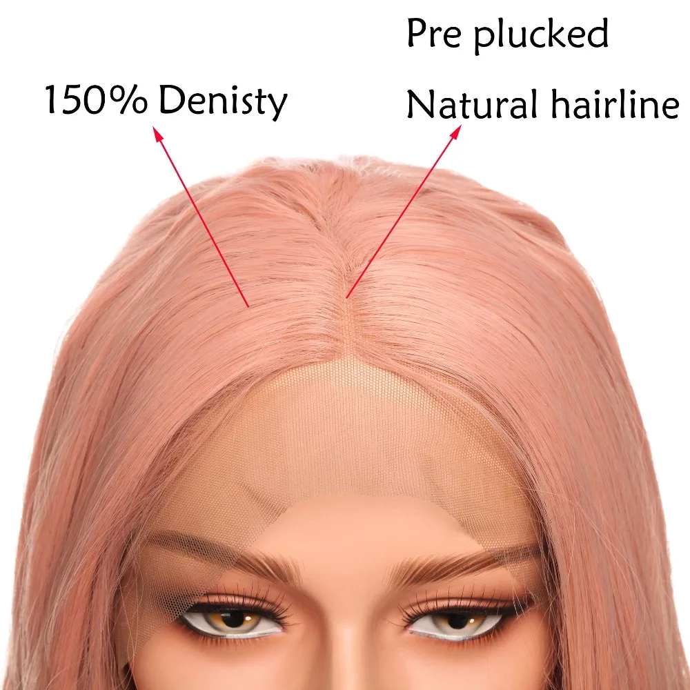 SNOILITE, 24 дюйма, бразильский кружевной передний парик для женщин, предварительно выщипанные натуральные волосы, парики на голову, синтетический кружевной передний парик, коричневый