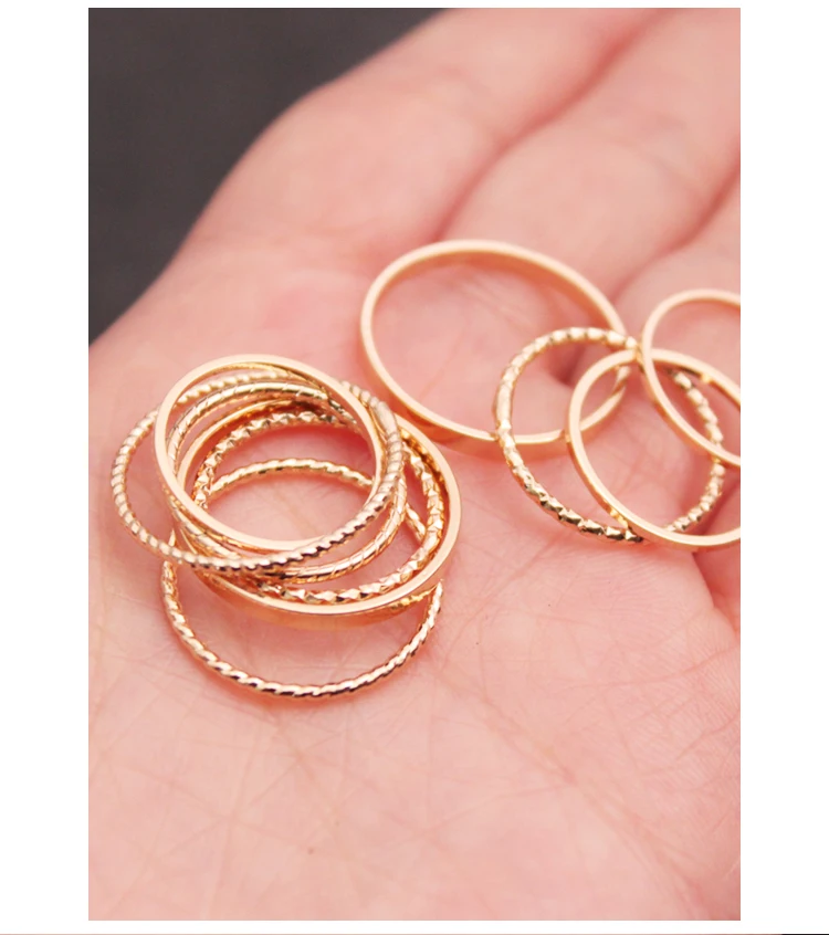 

Hot sell han edition ring 10 sets female individual character combination contracted student is acted the role of article