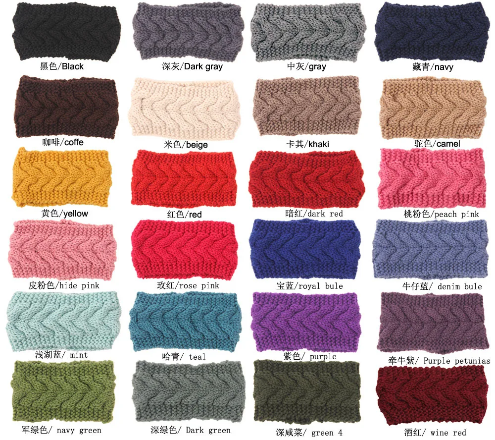 

Women Fashion Elastic Hair Band Headbands Warm Knitted Ear Protector Headwear Wide Hair Accessories Solid Color