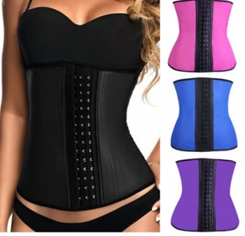 

plus size xs-3xl Women Slimming Body Shaper Pink Blue Steel Boned Waist Trainer Sexy Corset For Woman Latex Waist Cincher