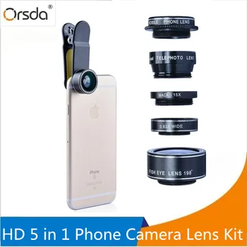 

Orsda HD Phone Camera Lens Kit 5 in 1 for iPhone 6 6s Plus Samsung Galaxy S8 S7 Edge for Xiaomi Redmi Note 4x Android Smartphone