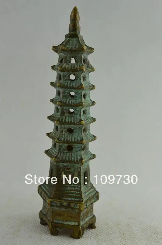 

GG 0019 Orient Old Collectibles Decorated Handwork Bronze Wenchang Pagoda Statue