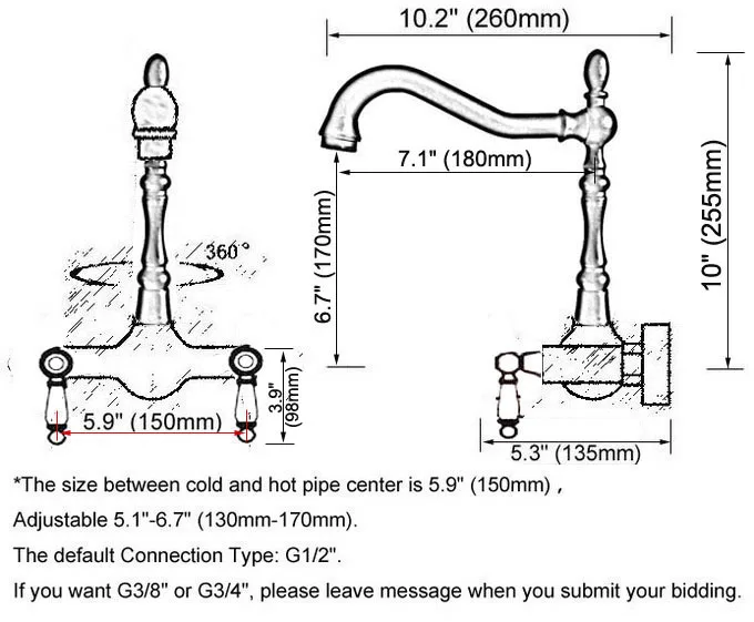 Polished Chrome Brass Wall Mounted Double Ceramic Handles Levers Bathroom Kitchen Sink Faucet Mixer Tap Swivel Spout anf958