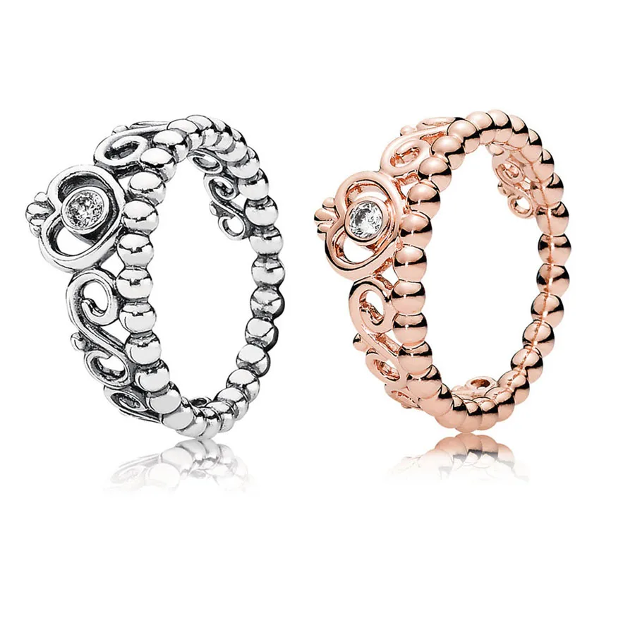 

2018 Classic Style Retro New 100% 925 Silver Rose Alluring Princess Ring Stack panqiou Charm Ring DIY Jewelry For women